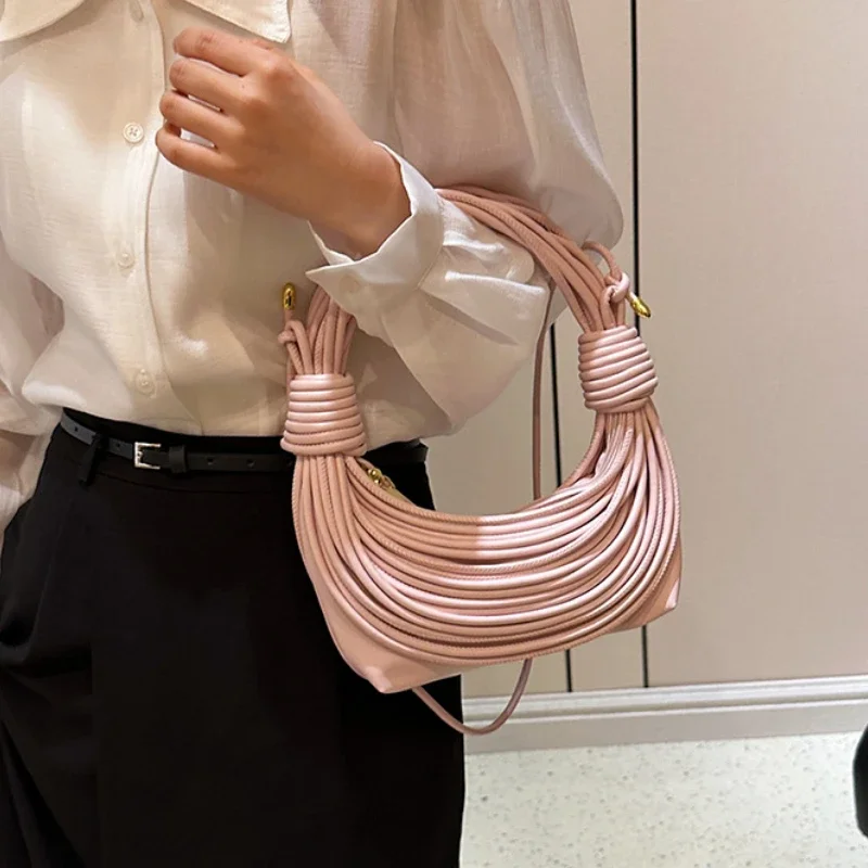 Women Underarm Bags New Creative Noodle Shoulder Bag Versatile Woven Casual Purses and Handbags Light Luxury Girls Crossbody Bag