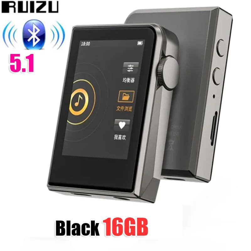 RUIZU A58 HiFi Music MP3 Player DSD256 Lossless 16GB MP3 Portable Metal Walkman With EQ Equalizer Ebook Alarm Clock Stopwatc