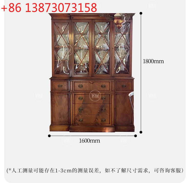 

Винный шкаф из цельного дерева в стиле ретро, французский резной стеклянный дверной шкаф, средний антикварный шкаф для хранения