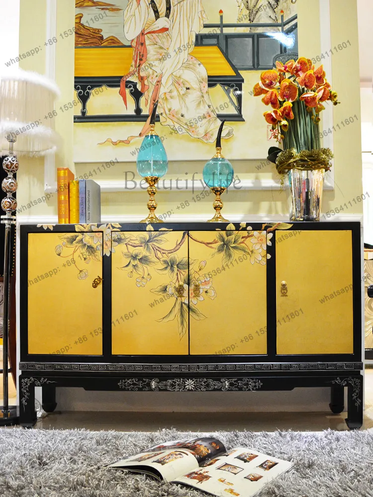 

Designer painted Chinese side cabinet new Chinese living room decoration model room furniture