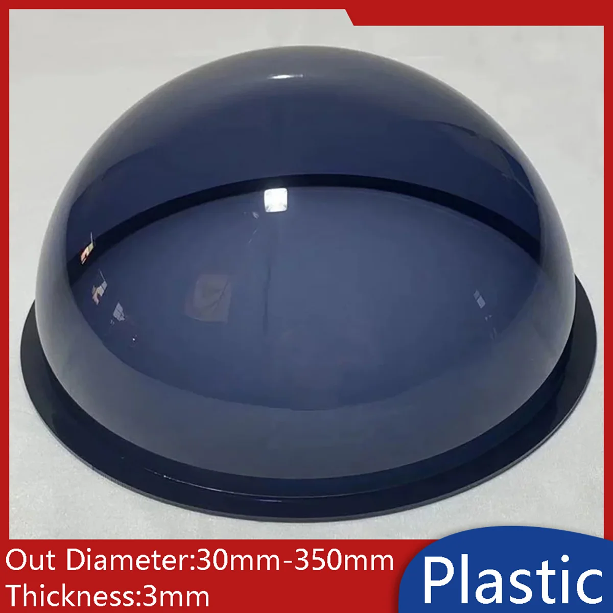 Plastic Dome Cover Dark Translucent Half Ball Hemisphere Dust Covers 30mm-350mm Diameter with Flange / Mounting Holes