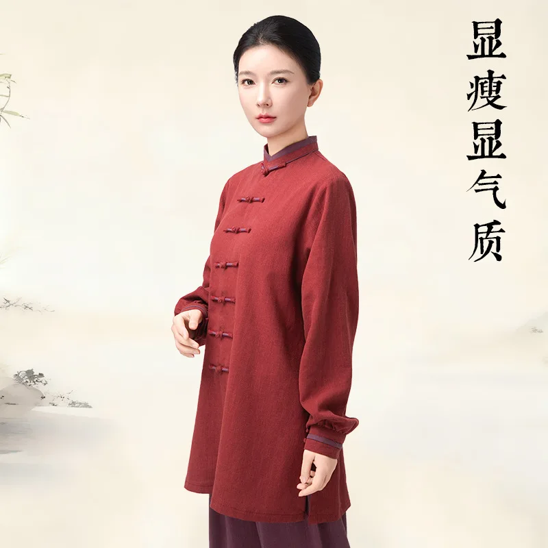 Chinese Martial Arts Performance Tai Uniform Gong fu Wushu Suit Taiji Clothing  Women's New Cotton and Linen Thickened view 2