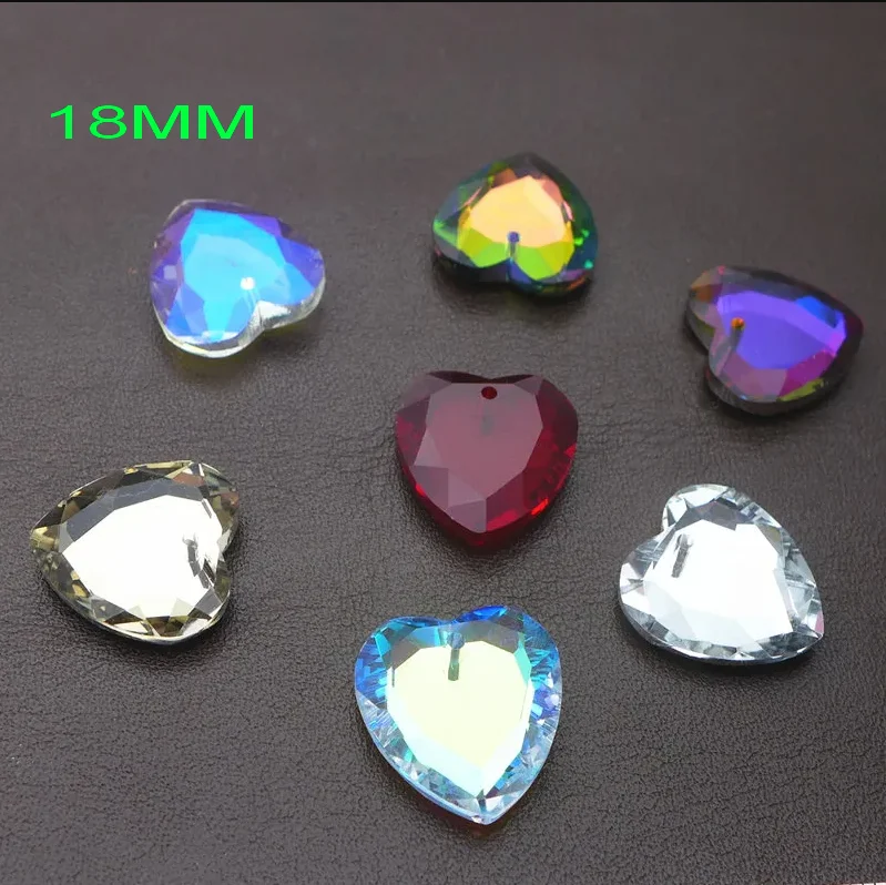 

18mm Crystal Rainbow Metallic Ab Flat Heart Love Shape Jewelry DIY Pendants Accessories Necklace Earrings Free Shipping 36pcs