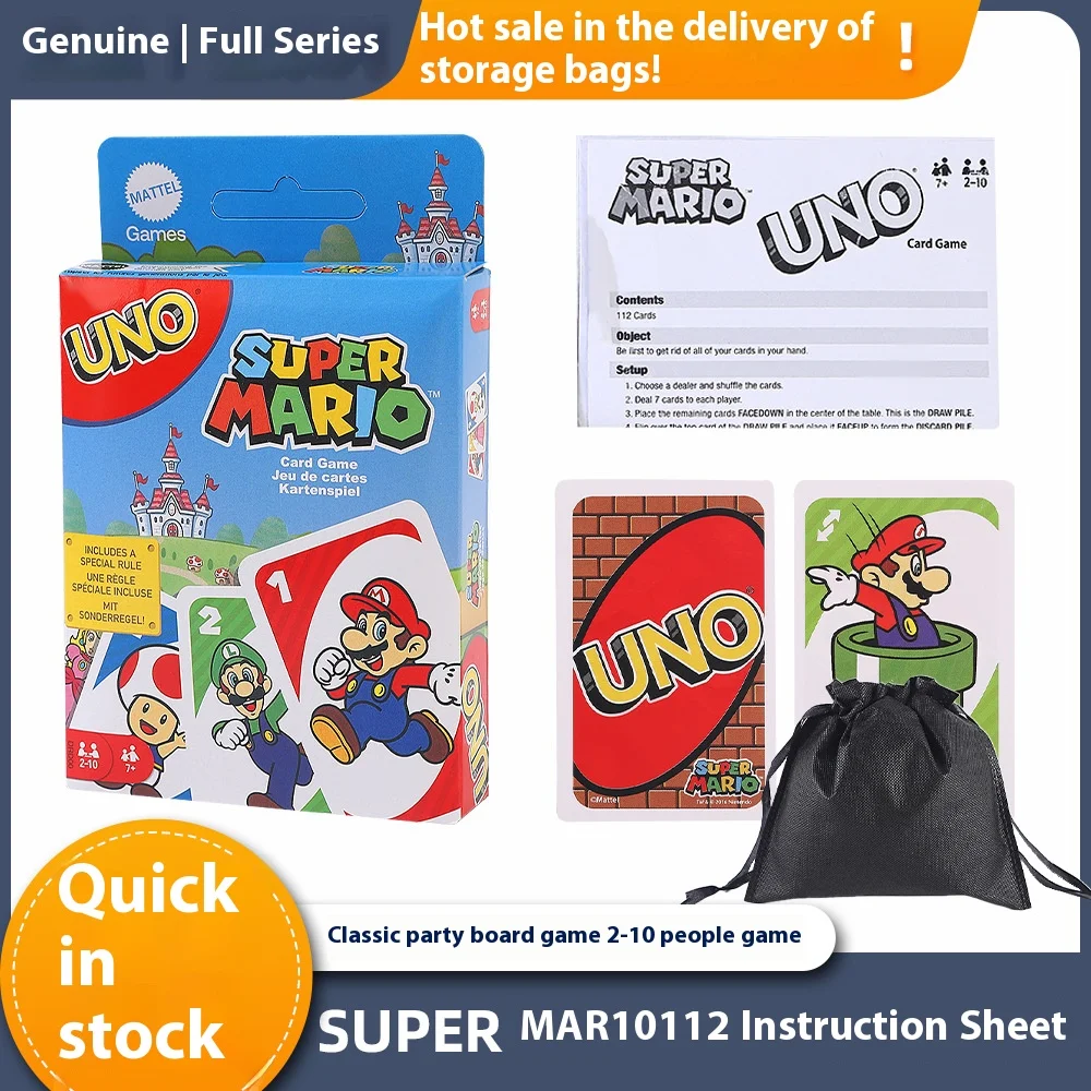 Mattel Games Uno Super Mario Card Game Animated Character Deck with 112 Cards for 7 Year Olds Up Older Gift Battle Game Card Toy