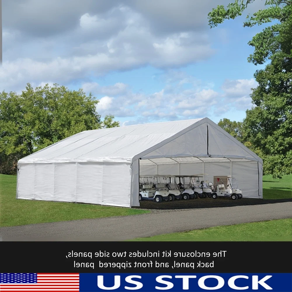 

30ft White Canopy Enclosure Kit Waterproof Side Panels Zippered Door Easy Install UV Treated Anti-Microbial Fabric