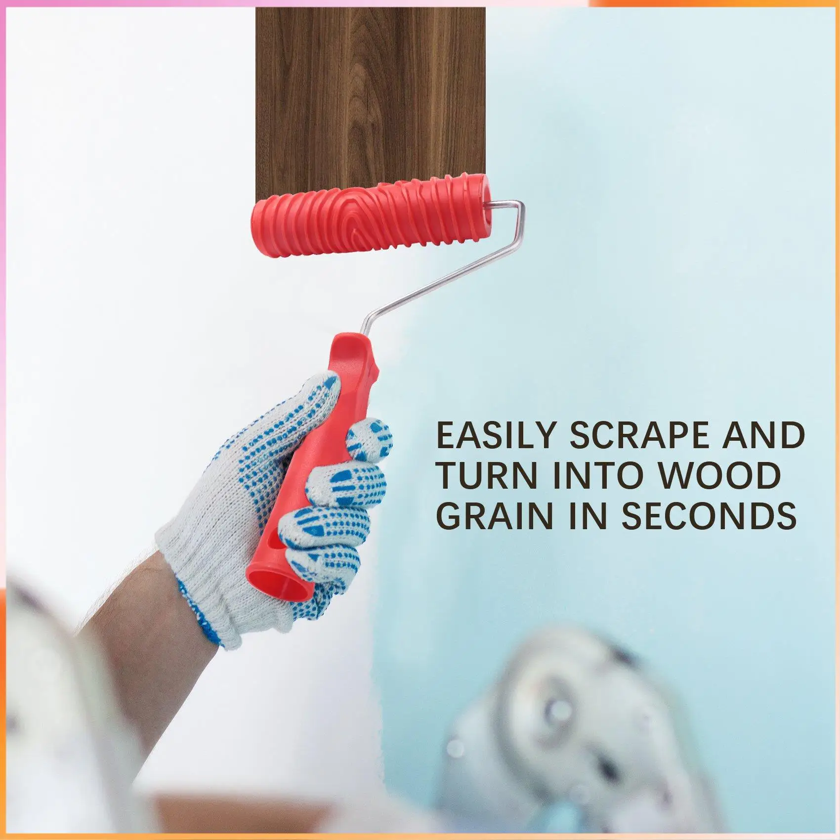 

A93Z 7 Inch Empaistic Pattern Roller Painter +2 PCS Wood Graining Painting Tool,Art Wallpaper Imitation Wood Grain Tool,Wall Tex