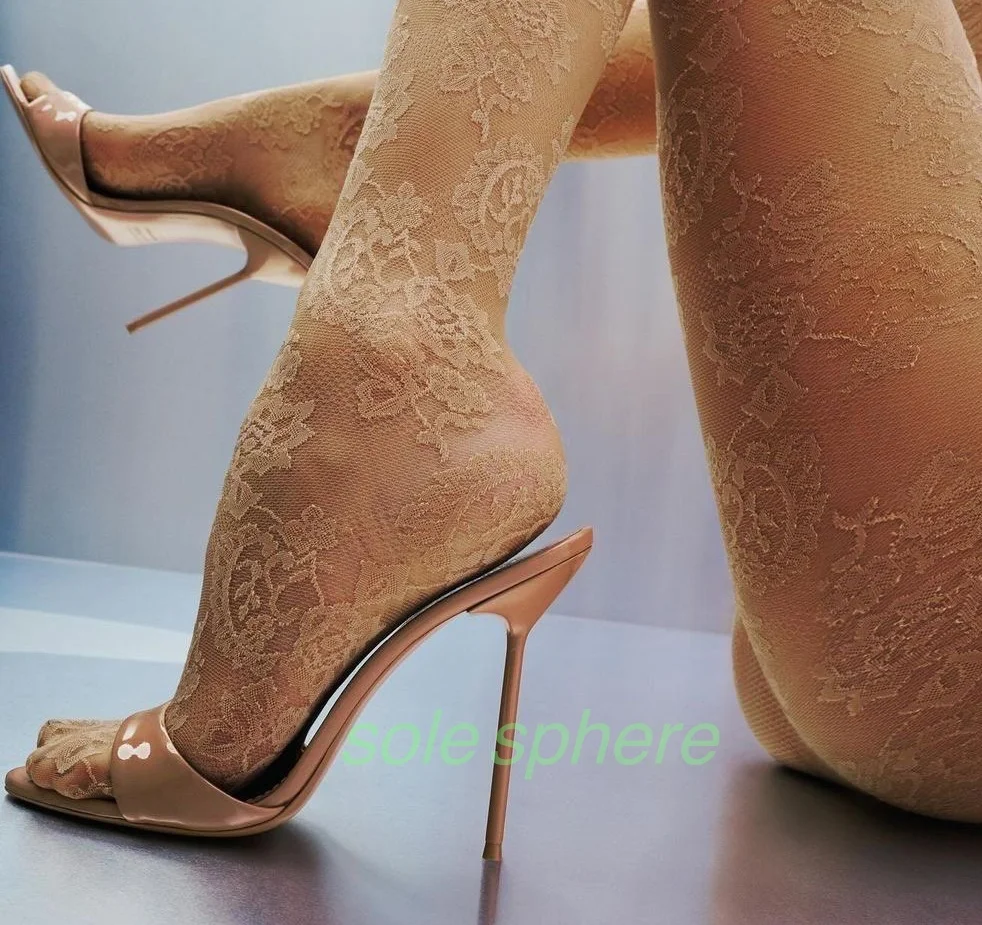 

Lady Open Toe Sexy Outside Pumps High Heels Slingback Footwear Mirror Pu Summer Dress Sexy Dance Pumps Stiletto Heel Shoes Size