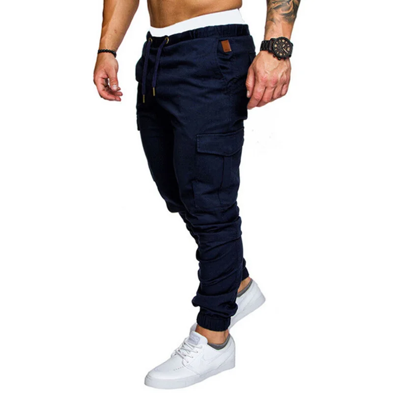 

Autumn Men Pants Hip Hop Harem Joggers Pants New Male Trousers Mens Solid Multi-pocket Cargo Pants Skinny Fit Sweatpants