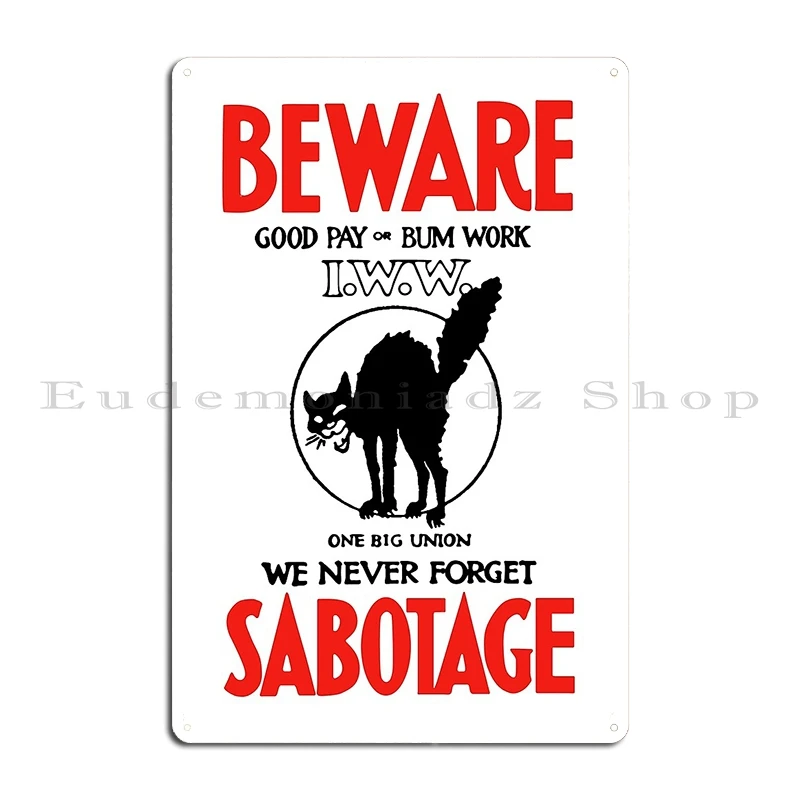Cat Jumping Out Be Careful Rural Japanese street sign IWW Beware Sabotage Metal Designing Retro Personalized Tin Sign Poster
