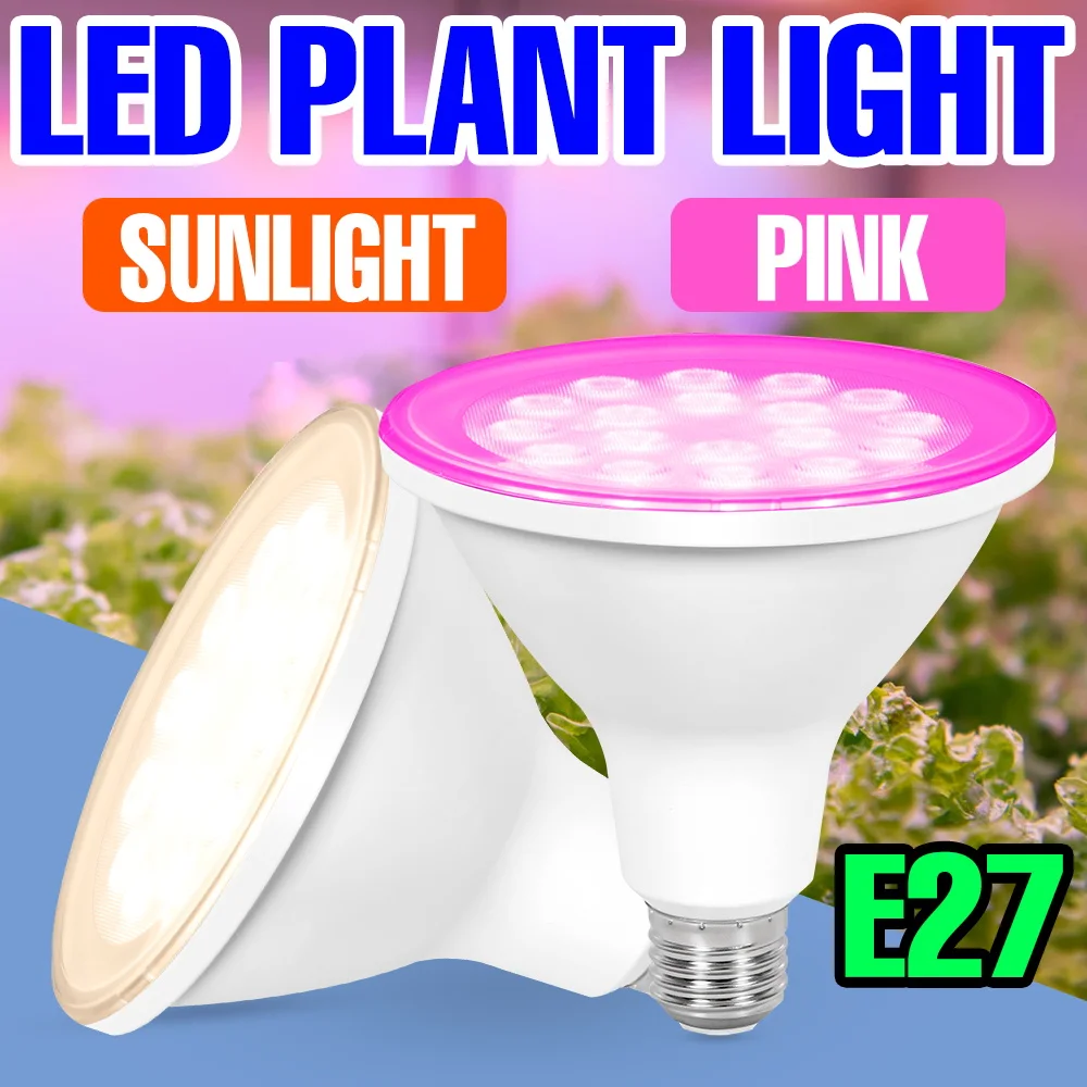 

Светодиодная лампа для растений E27, полный спектр, 220В, для выращивания в помещении, гидропоники, гроубоксов, теплиц, овощей