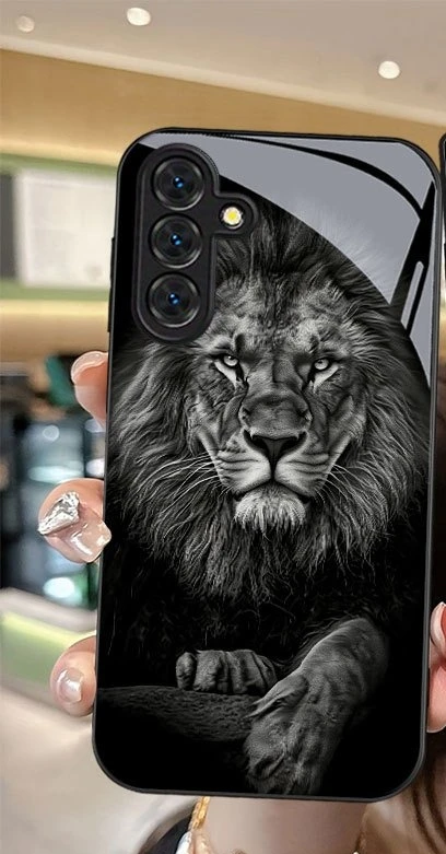 Lion Head Printed Pattern Electroplated Glass Phone Case for Samsung Galaxy S26 S25 S24 S23 S22 S20FE/Ultra/Plus anti drop Cover