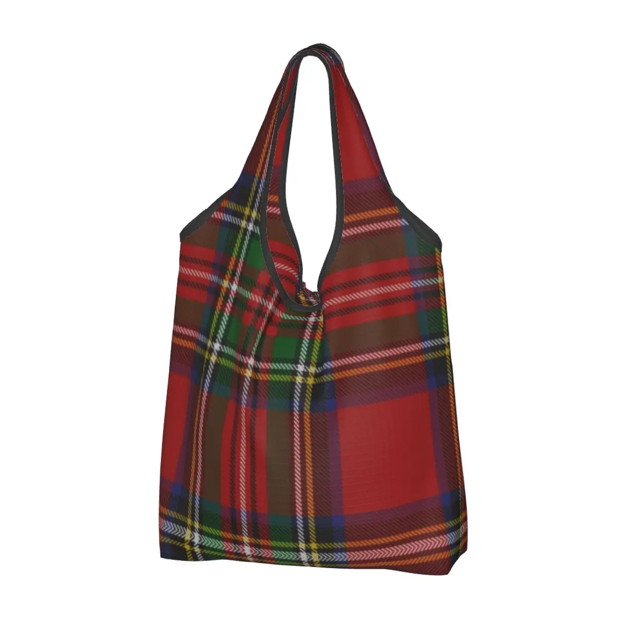 Funny Royal Tartan Plaid Shopping Tote Bags Portable Classic Gingham Grocery Shopper Shoulder Bag