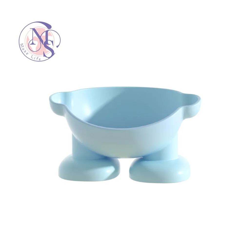 Cat bowl and dog bowl macaron color, food bowl water feeder, drop-resistant