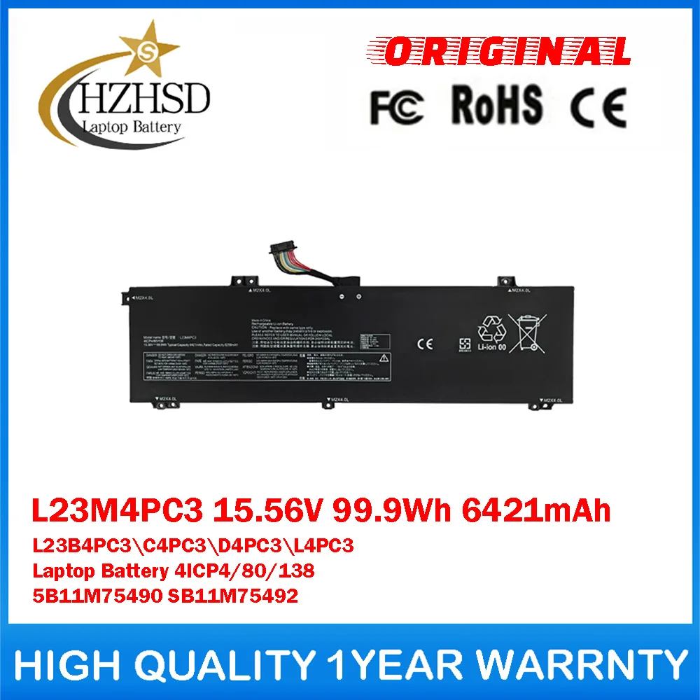 

L23M4PC3 15.56V 99.9Wh 6421mAh L23B4PC3\C4PC3\D4PC3\L4PC3 Genuine Original Laptop Battery For Lenovo 4ICP4/80/138 5B11M75490