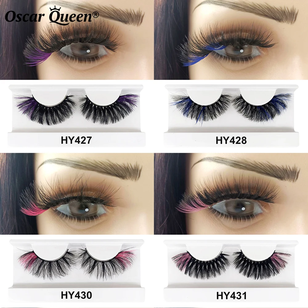 Pink Red Blue White Color Mink Eyelashes Packaging Boxes Colored Lashes Wholesale 3D Fluffy Dramatic Lashes Extensions Vendor