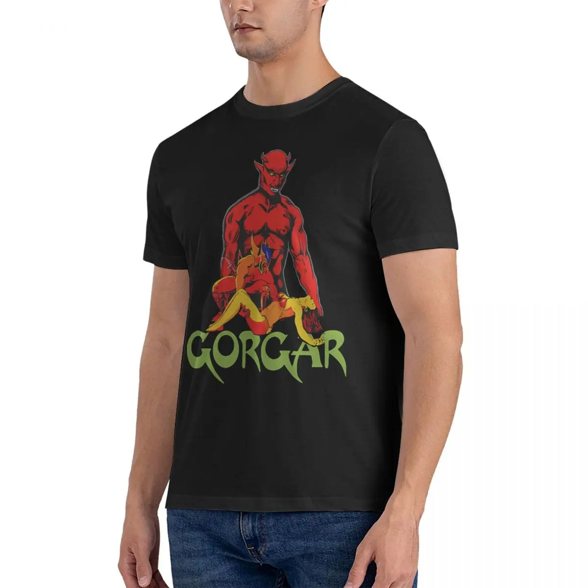 Gorgar Pinball T-Shirt Men Arcade Vintage 100% Cotton Tee Shirt Crew Neck Short Sleeve T Shirt Summer Tops