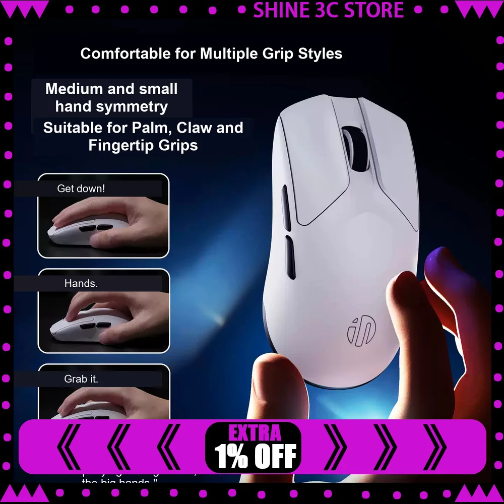 Inphic IN6 Series Mouse Wireless Dual Mode Symmetrical Design for Small To Medium Hands Lightweight Gaming Mouse PC Accessories