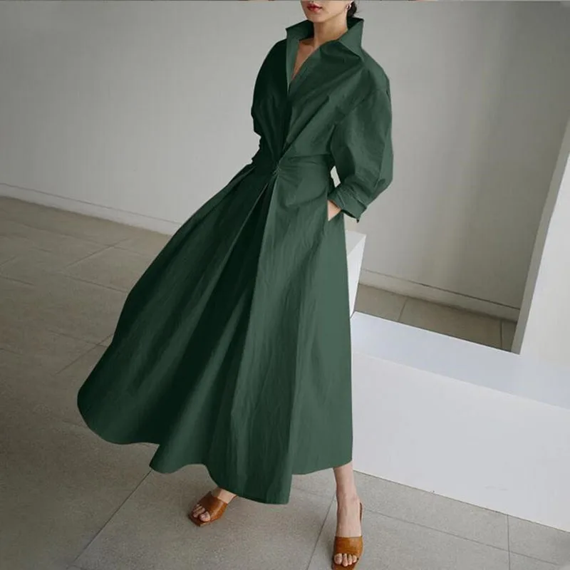 5XL Autumn And Winter Plus Size Women\'s Clothing 2022 New Fashion Street Casual Coat Button Lapel Belt Swing Dress Solid Coat