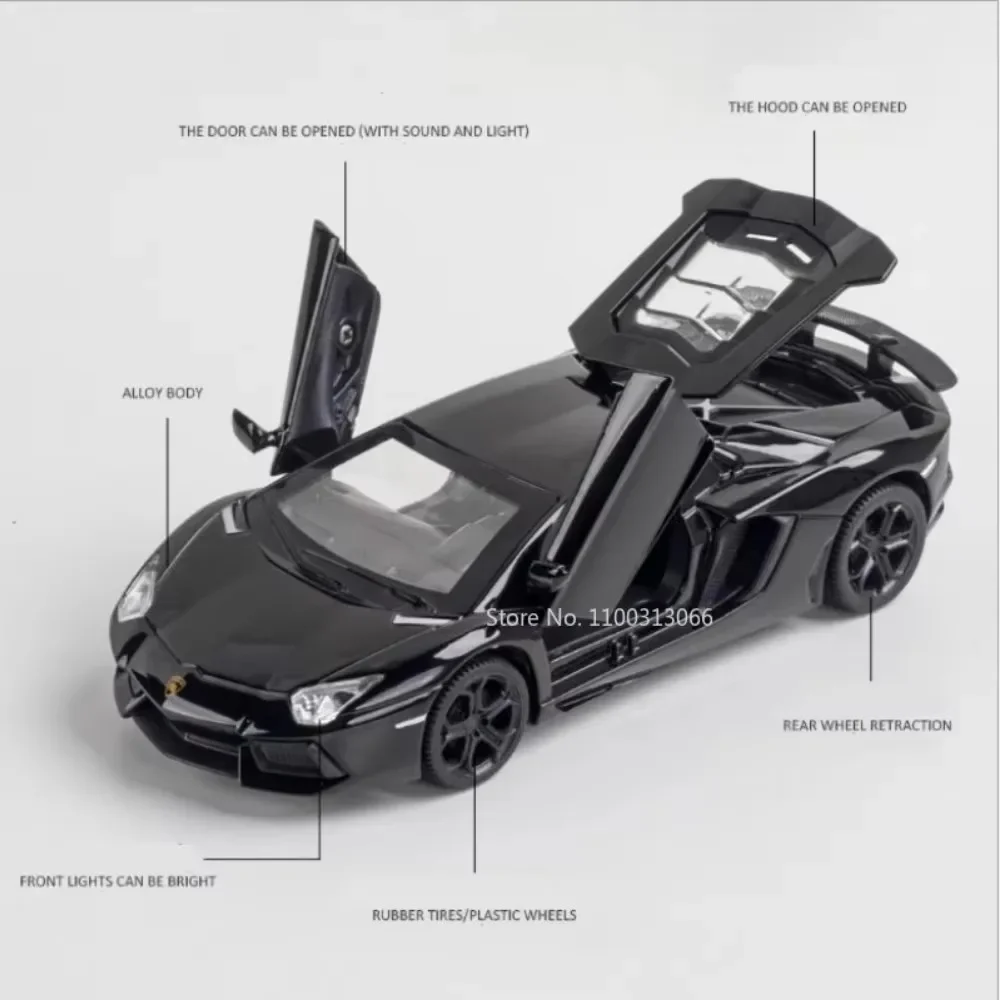 1:32 لامبور LP740 لعبة سيارات الشرطة سبيكة دييكاست نماذج مع صوت خفيف التراجع مركبات مصغرة للبنين ألعاب تعليمية