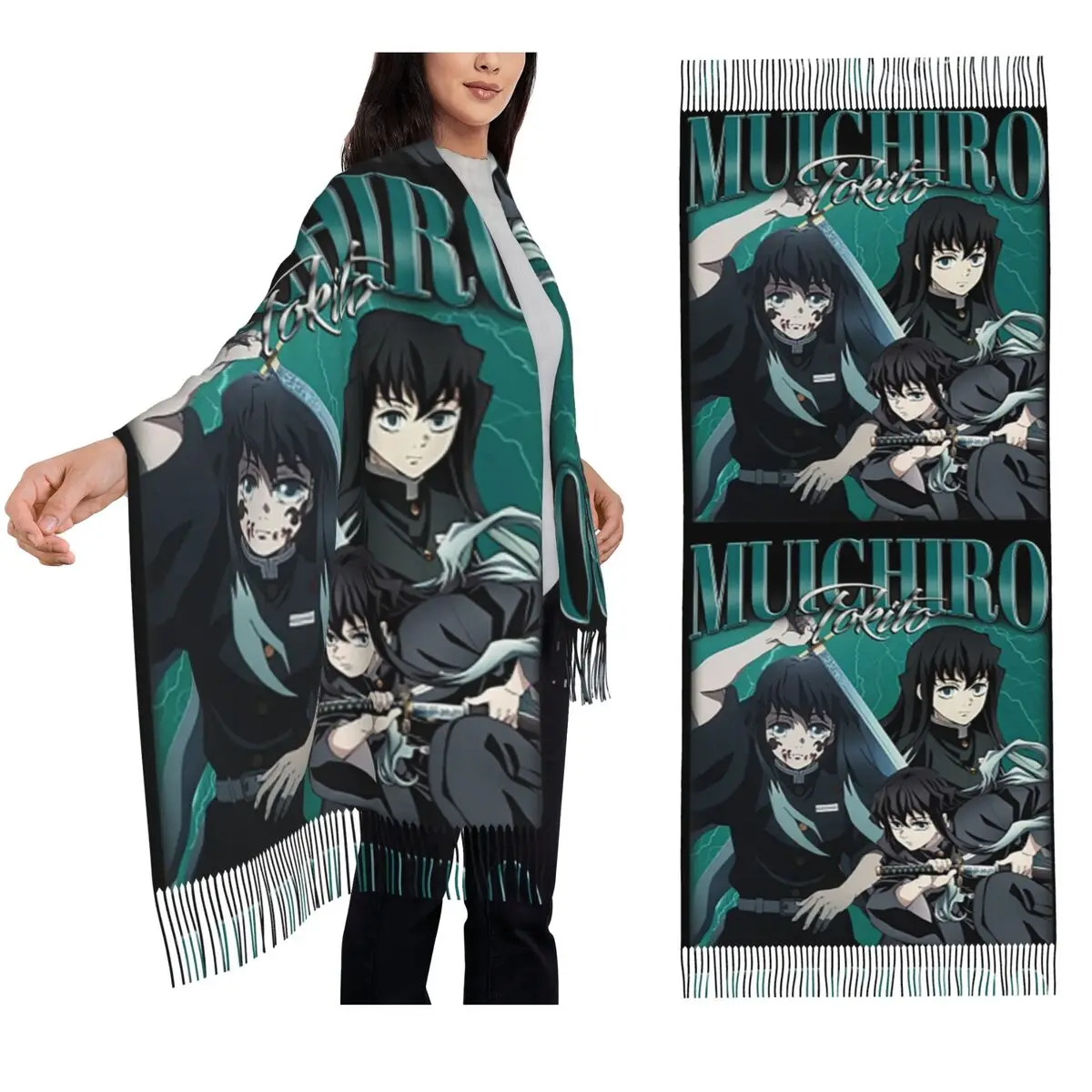 

Muichiro Muichiro Tokito шарф с кисточками шарфы для женщин мягкие теплые шали и накидки длинная осенне-зимняя шаль