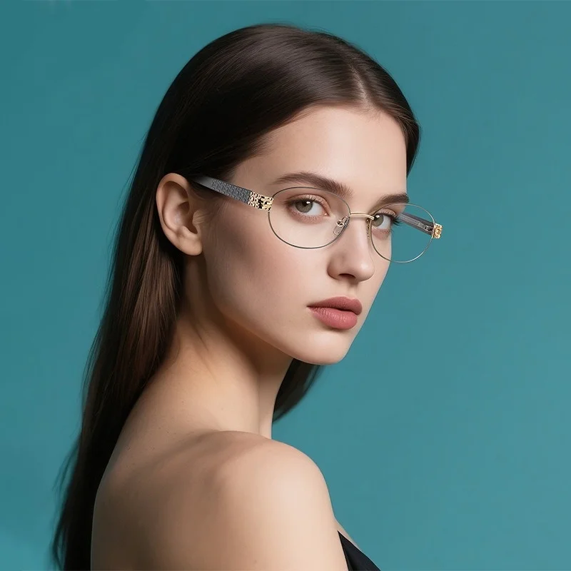 Gafas graduadas de aleación de moda para mujer, anteojos ópticos ovalados para miopía con luz azul, 0 -50 -75 a -600