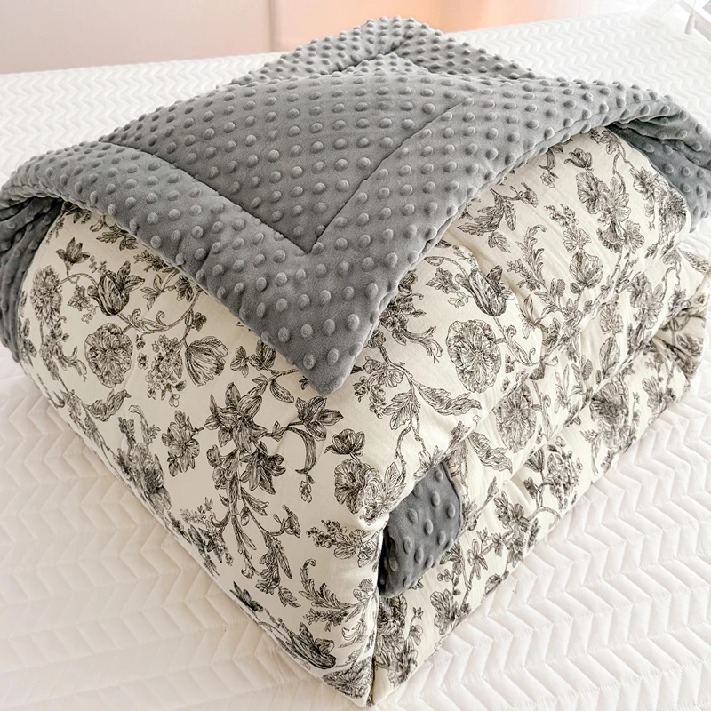 

A-Class Pure Cotton Muslin Bean Bean Summer Cool Air Conditioning Blanket Single Double Spring Autumn Light Weight Summer Quilt