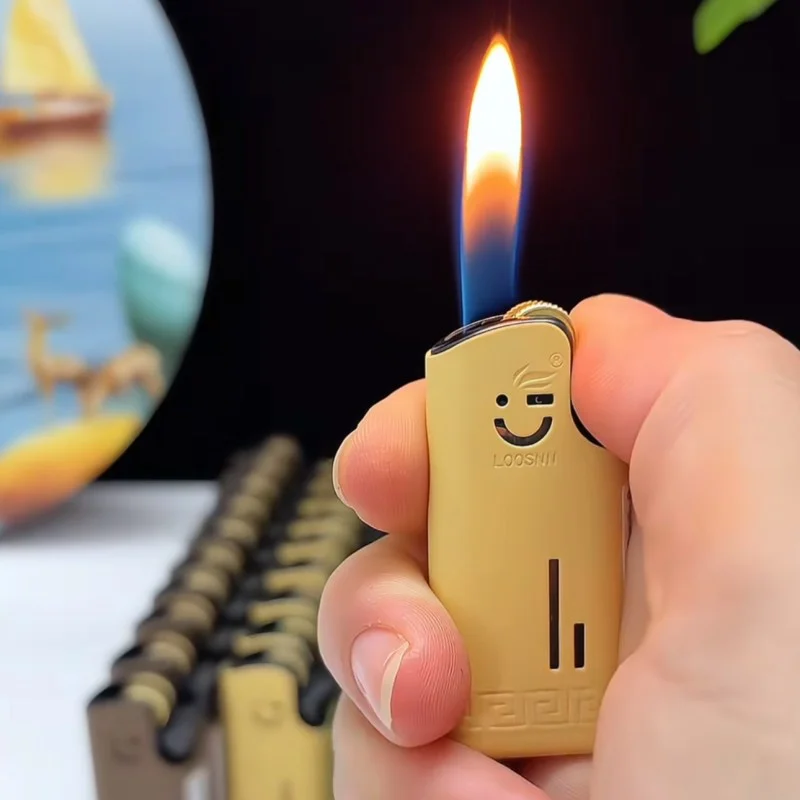 Metal Mini Smiley Face Inflatable Lighter Can Be Placed in A Cigarette Box with An Open Flame Grinding Wheel Portable Lighter - Image 2