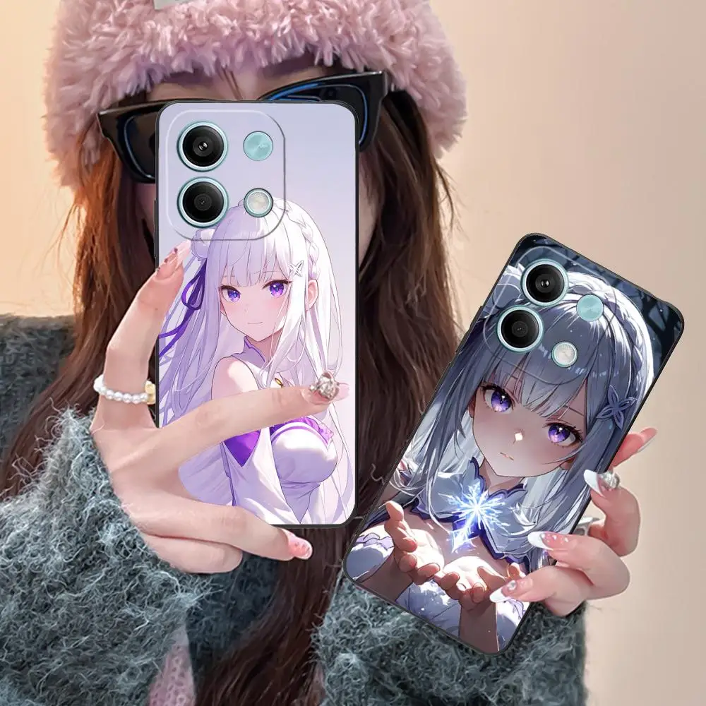 ReZero Emilia Waifu Mobile Phone Case for Xiaomi Redmi Note 14 13 12 11 S Pro Plus 4G 5G Colour Printing Cover Cover Pretty