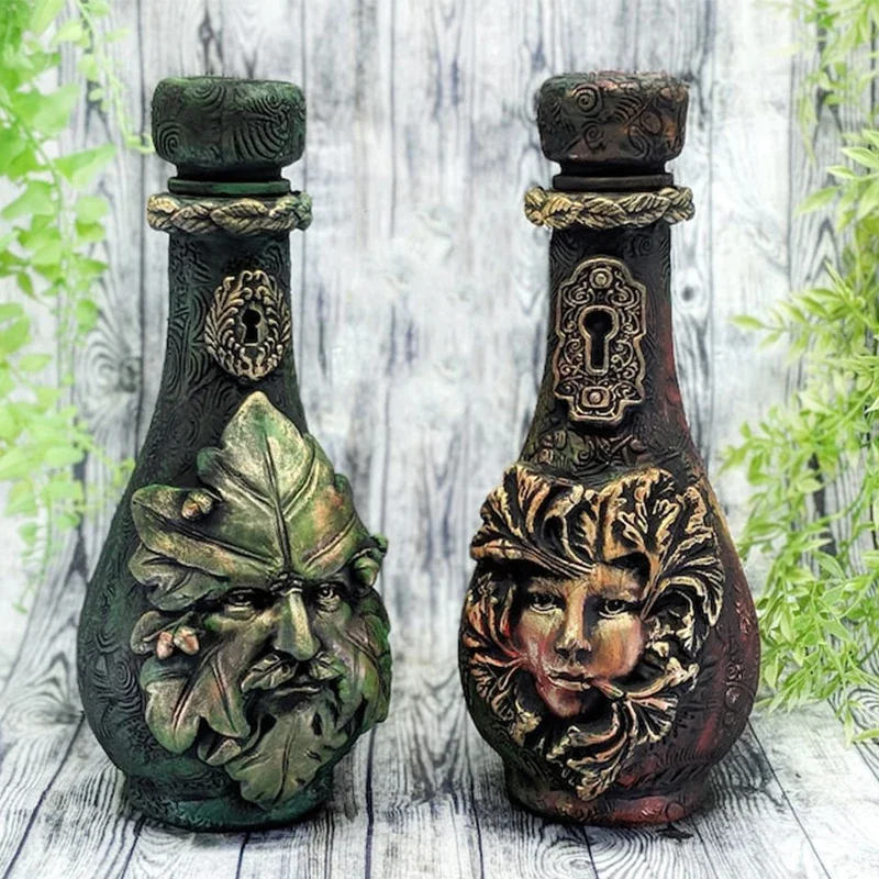 Retro Apothecary Jar Potion Bottle Gothic Home Decor Wiccan Altar Statue Pagan Altar Witchy Decor Witchcraft Sculpture Art