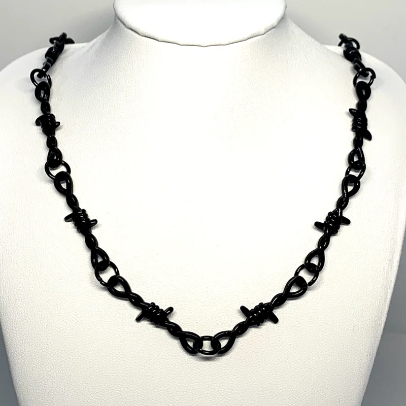 Small Wire Brambles Iron Black Choker Necklace Women Hip-hop Gothic Punk Style Barbed Wire Little Thorns Chain Choker Gifts