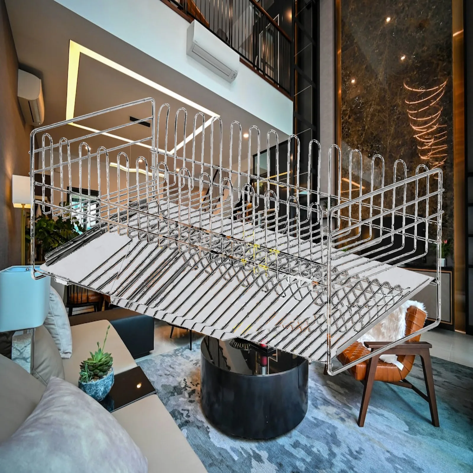 Countertop Dish Drainer with Plate Supports Sturdy Open-Wire Dish Drying and Storage Rack Compact Space-Saving