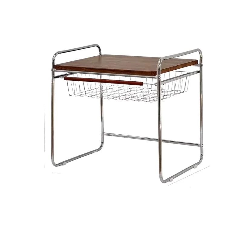 

Stainless Steel Nightstand Minimalist Modern Bedside Table with Storage Compact Designer Style for Small Space Storage Rack