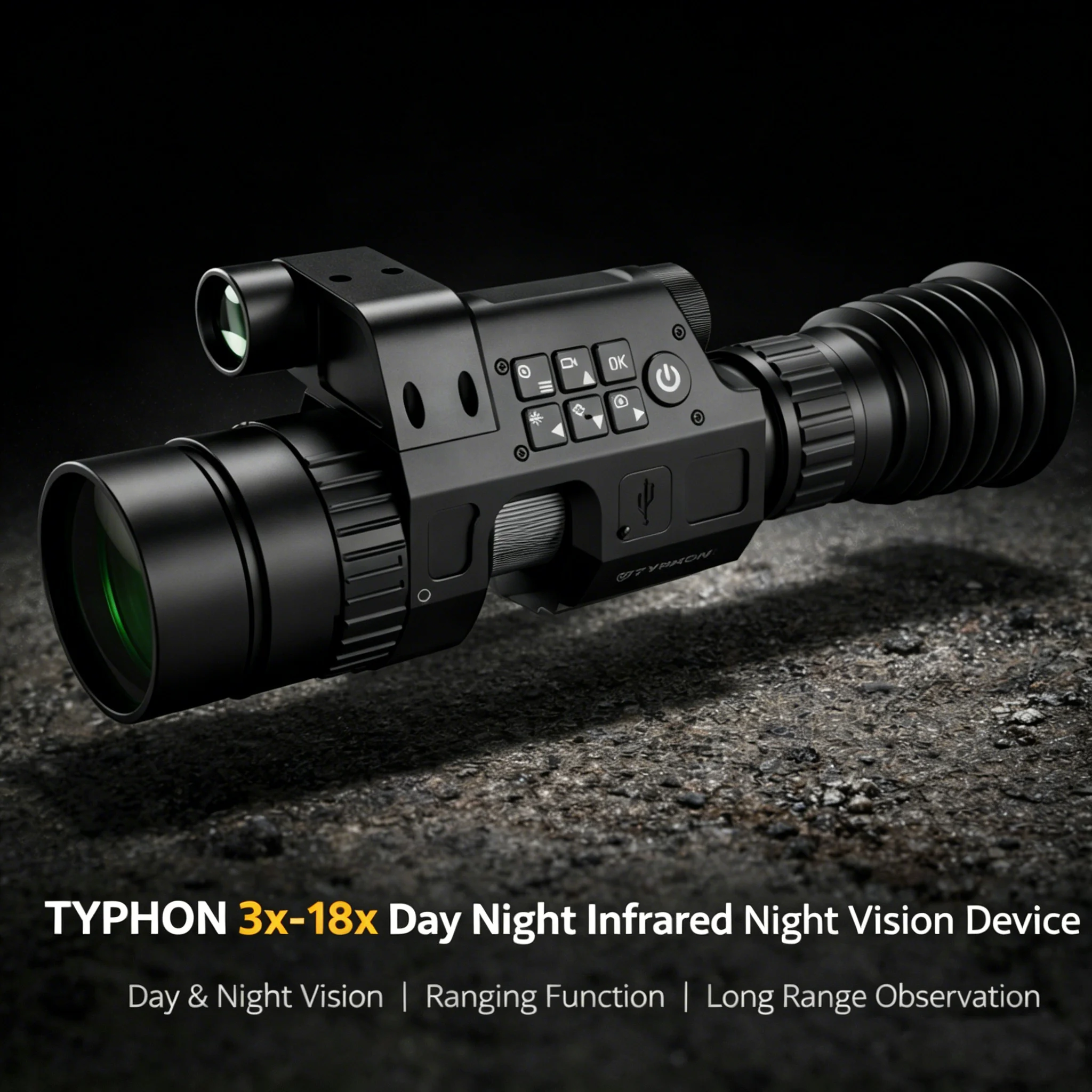 TYPHON NV101 Tactical Adjustable Aluminum Alloy Spotting Scope 3-18x Thermal 30mm Mount Base Waterproof Durable High-Performance