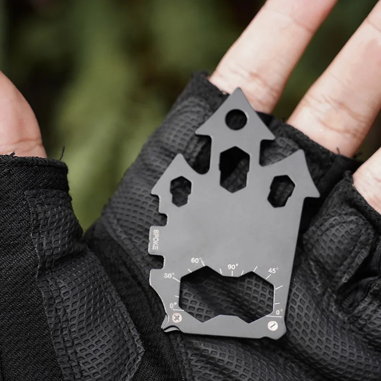 1PC Creative Multi-function Keychain Stainless Steel EDC Tool Card Outdoor Home Corkscrew Emergency Wrench