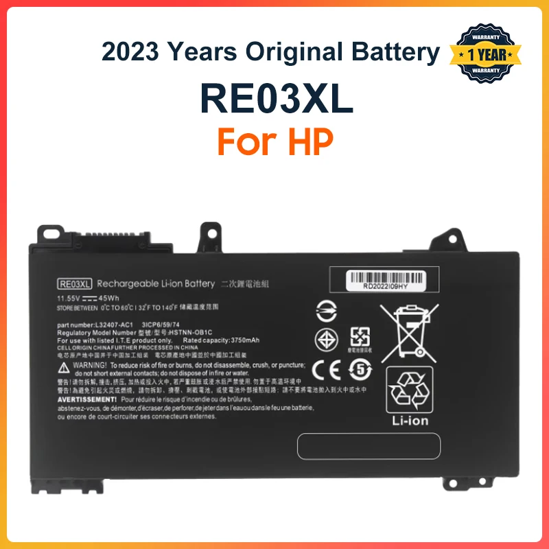 RE03XL-para HP ProBook 430, 440, 445, 450, 455, serie G6, HSTNN-DB9N, HSTNN-UB7R, L32407-2B1, RF03XL, 11,55 V, 45WH