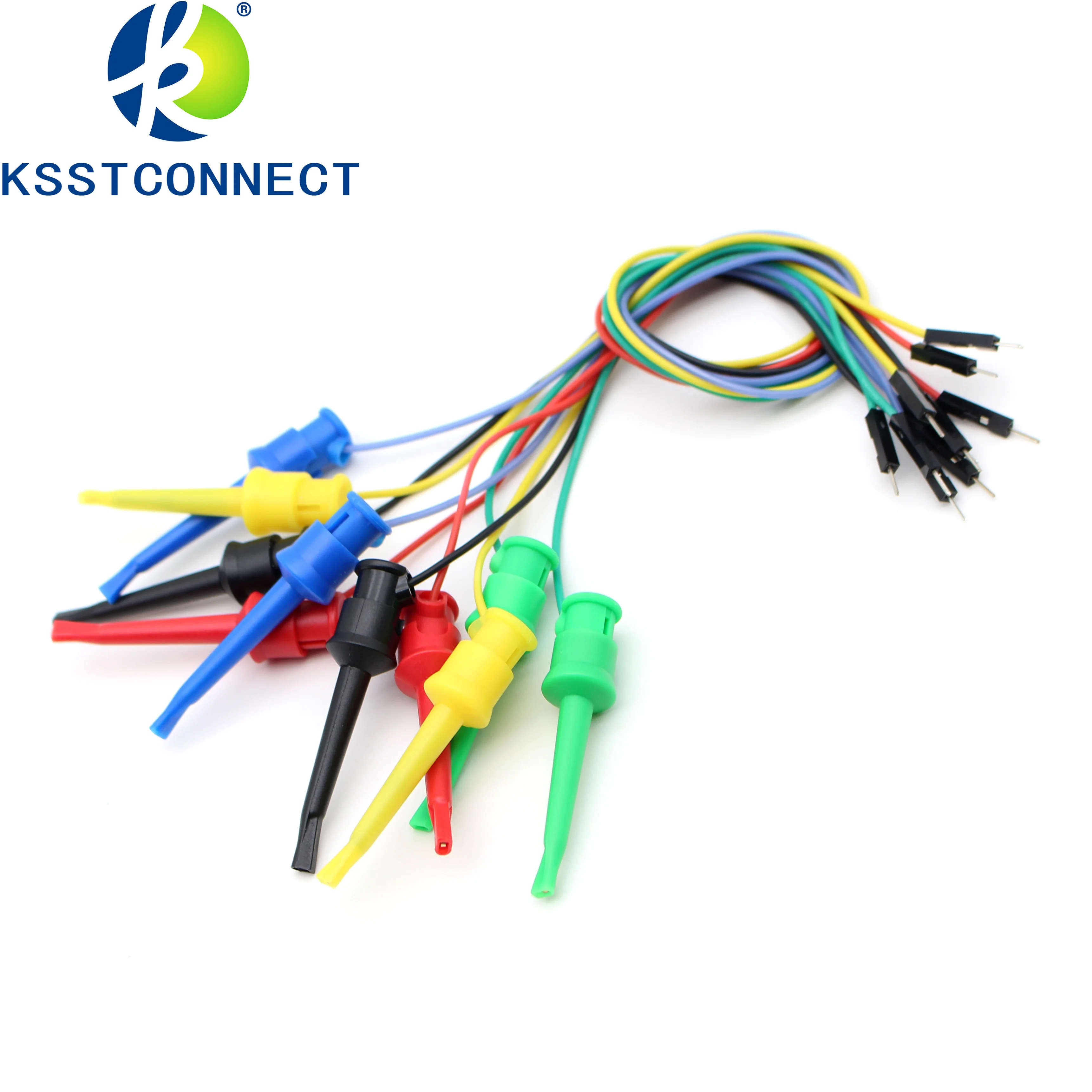 Imagem -06 - Cabo de Silicone para Osciloscópio Breadboard Analisador Lógico Clipe Gancho de Teste Dupont Masculino e Feminino Jumper Wire 26awg 10 Pcs