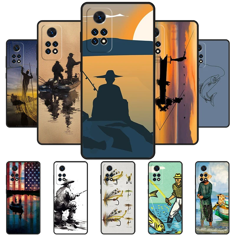 Fishing Novelty for Men Bass Fisherman Kids Phone Case For Redmi Note 11 EPro 11S 10T 9S Promax 8 Pro Xiaomi 11 12X 12S Cover