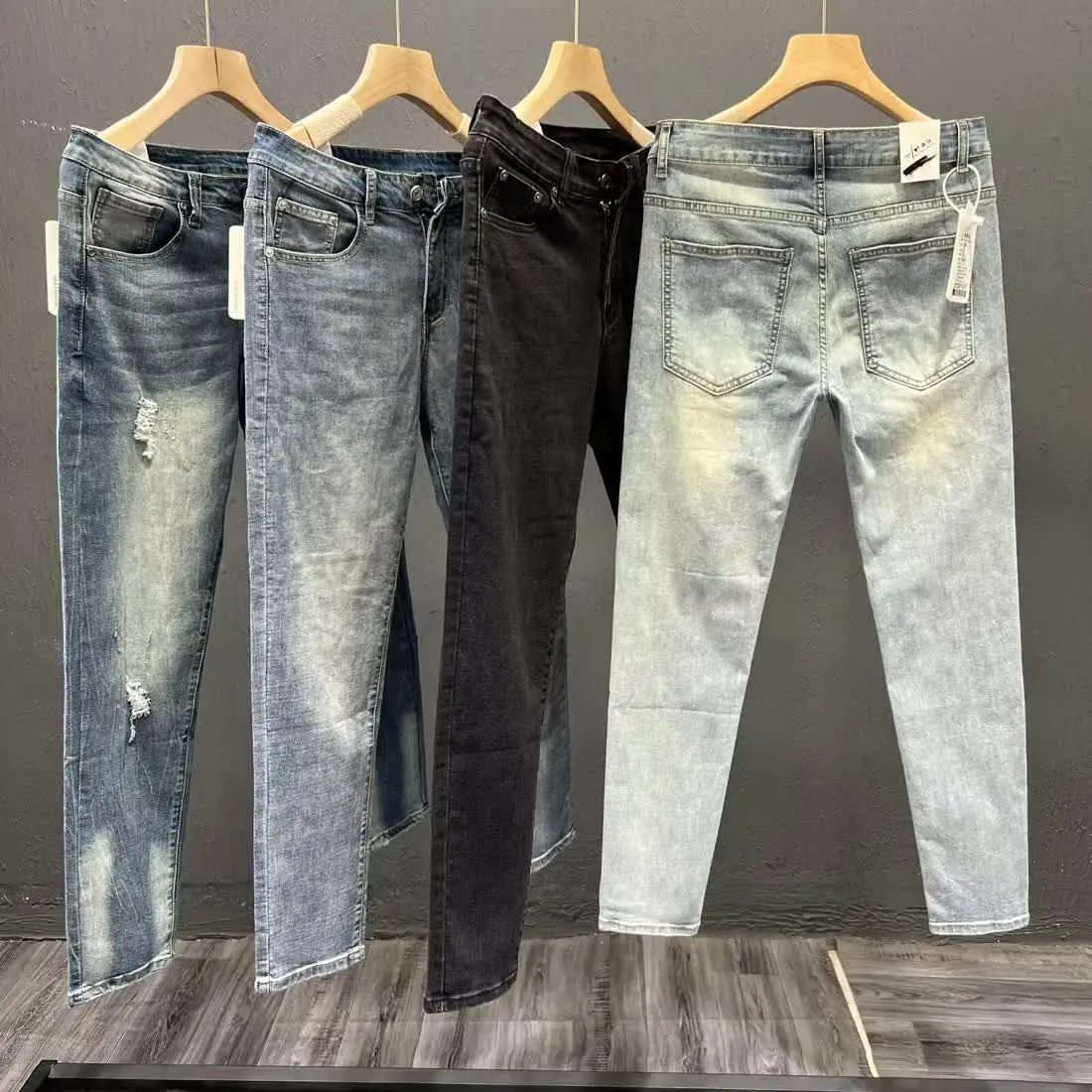 

Модные брендовые элитные джинсы, мужские весенне-летние новые облегающие эластичные корейские модные универсальные повседневные брюки-бойфренды на небольшую ногу