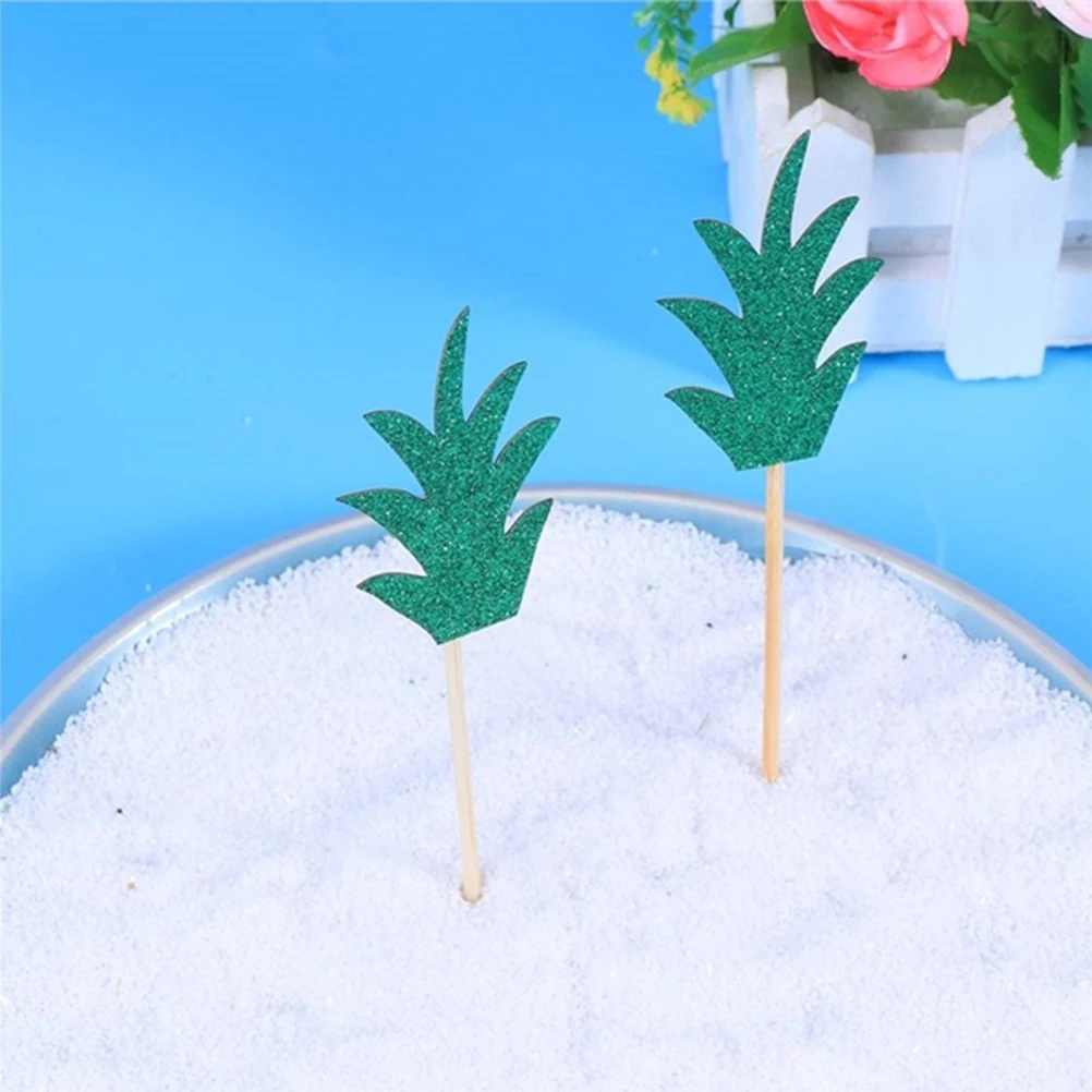 

15pcs Pineapple Leaf Card Cake Toppers Picks Imaginative Decor Perfect Decoration Reusable Wedding Birthday Party