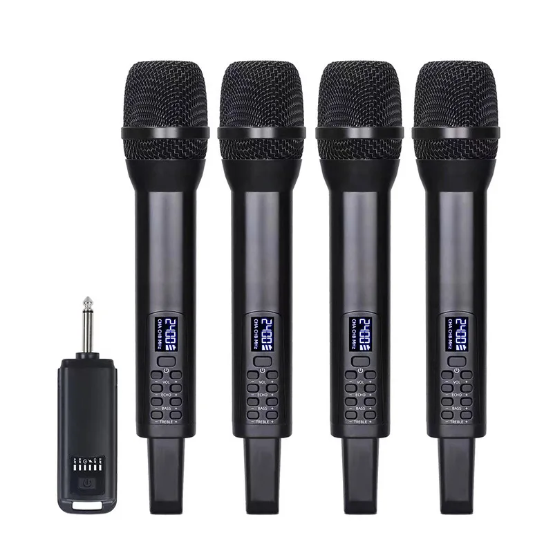 Professional Microphone Recharging Karaoke Singing Adjusted 4 Channel 2.4G Wireless Microphone