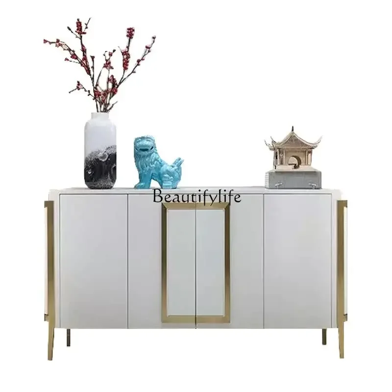 

13-*American light luxury solid wood porch cabinet modern simple living room against the wall