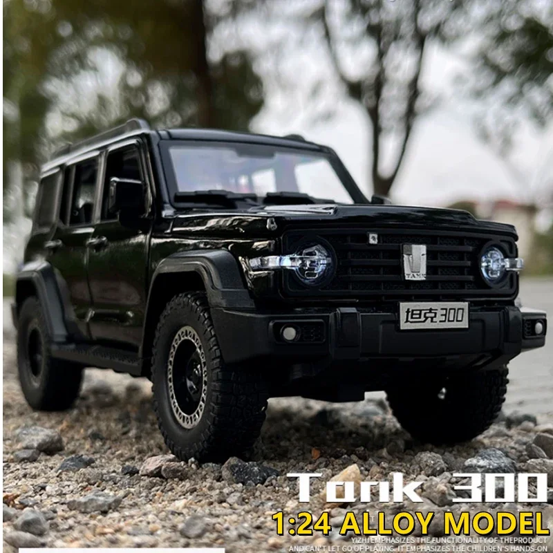 

1:24 Jeeps Wrangler Tank 300 Alloy Car Model Diecasts Metal Toy Off-road Vehicles Car Model Simulation Sound Light Gift