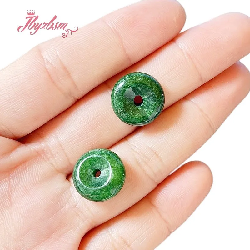 15 mm natürliche Jade-Donut-Ringe, Steinperlen für DIY-Halskette, Armband, Anhänger, Schmuckherstellung, Perlen, 1 Stück