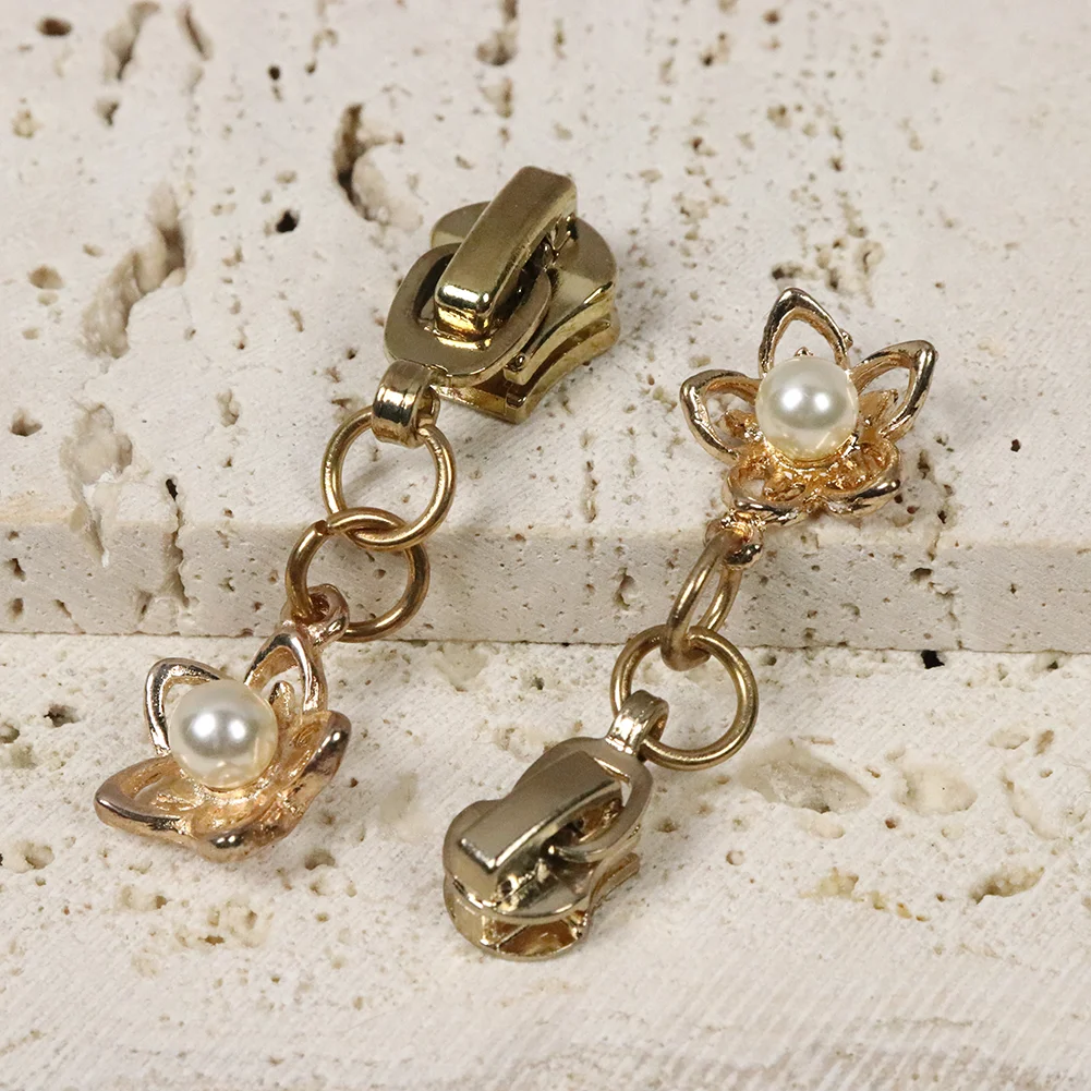 Застежки-молния с цветочным жемчугом для # 3/ # 5 молний |   Декоративные металлические ползунки с автоматическим замком для сумок, платьев, сумок, поделок своими руками