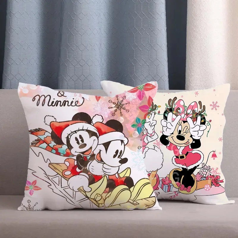 Mickey Mouse Disney Christmas Cushion Cover Xmas Decorations for Home Decor Merry Ornament Pillowcase Natal New Year 2025 Gifts