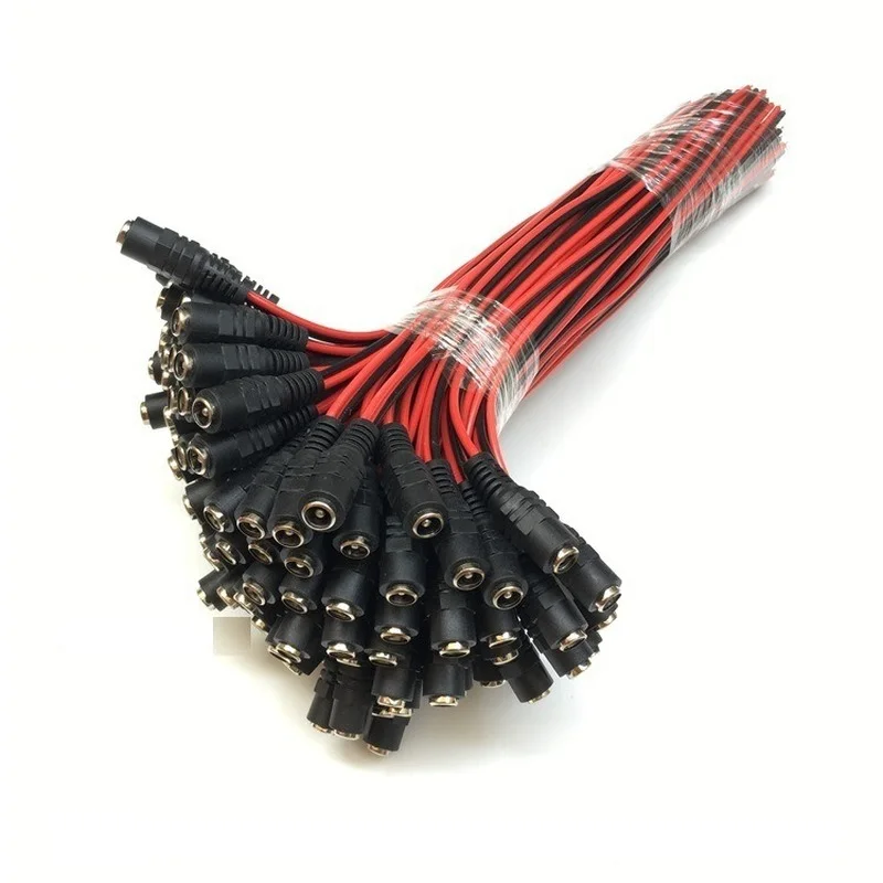 10Pcs 2.1x5.5 Mm Female Plug 12V DC Power Pigtail Cable Jack for CCTV Security Camera Connector