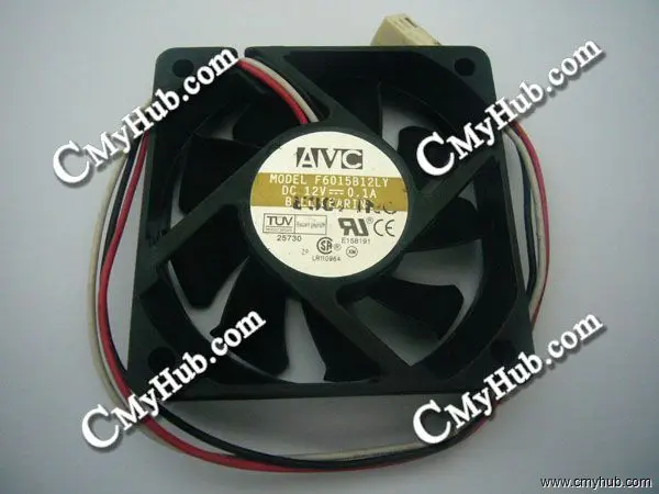 For AVC F6015B12LY DC12V 0.1A 6015 6CM 60mm 60x60x15mm 3Pin 3Wire Cooling Fan F6015B12LY