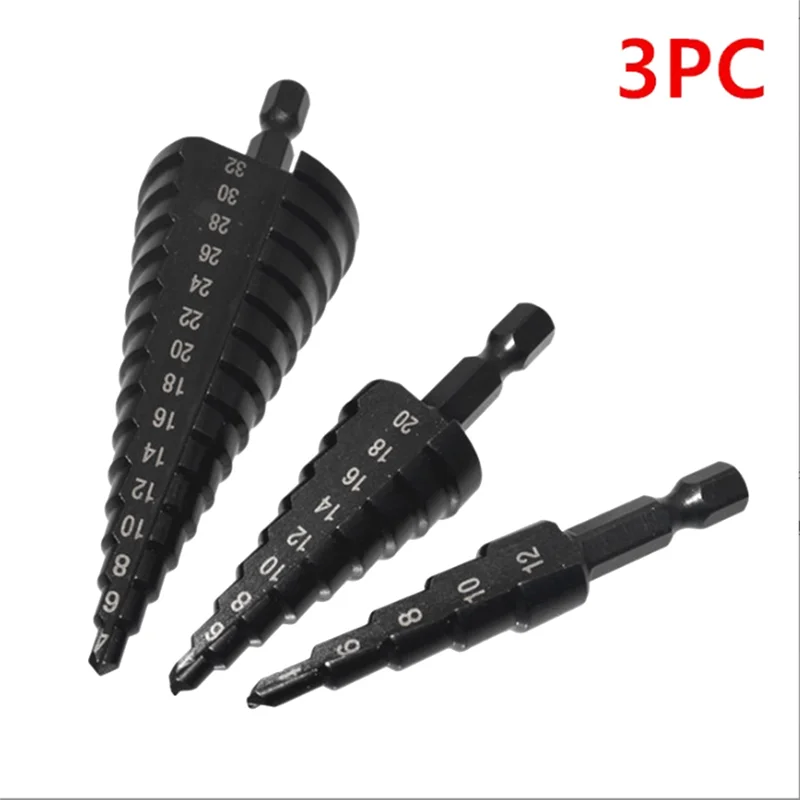 Broca passo 4-12/20-32mm nirtird revestido madeira metal ferramenta de perfuração cortador de buraco de metal passo cone broca