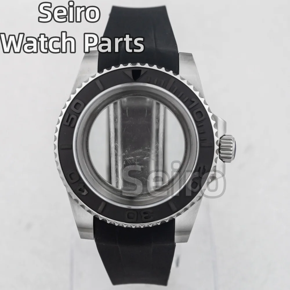 40 مللي متر NH35 ساعة حافظة بحزام مطاطي الياقوت الزجاج الفولاذ المقاوم للصدأ لليخوت سايكو مود NH34 NH35 NH36 حركة NH35 ساعة