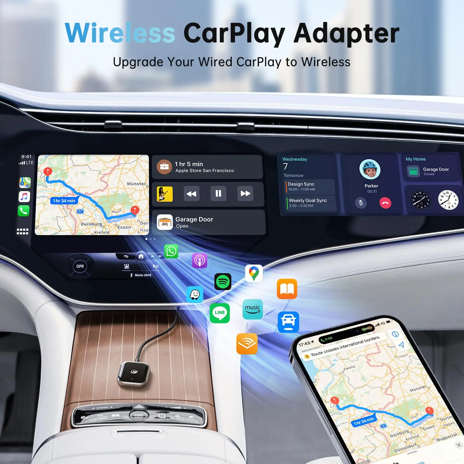 

Wireless CarPlay Adapter for Apple CarPlay, Easy to Upgrade Wired CarPlay to Wireless, Instant Connectivity, Super Mini Car Play